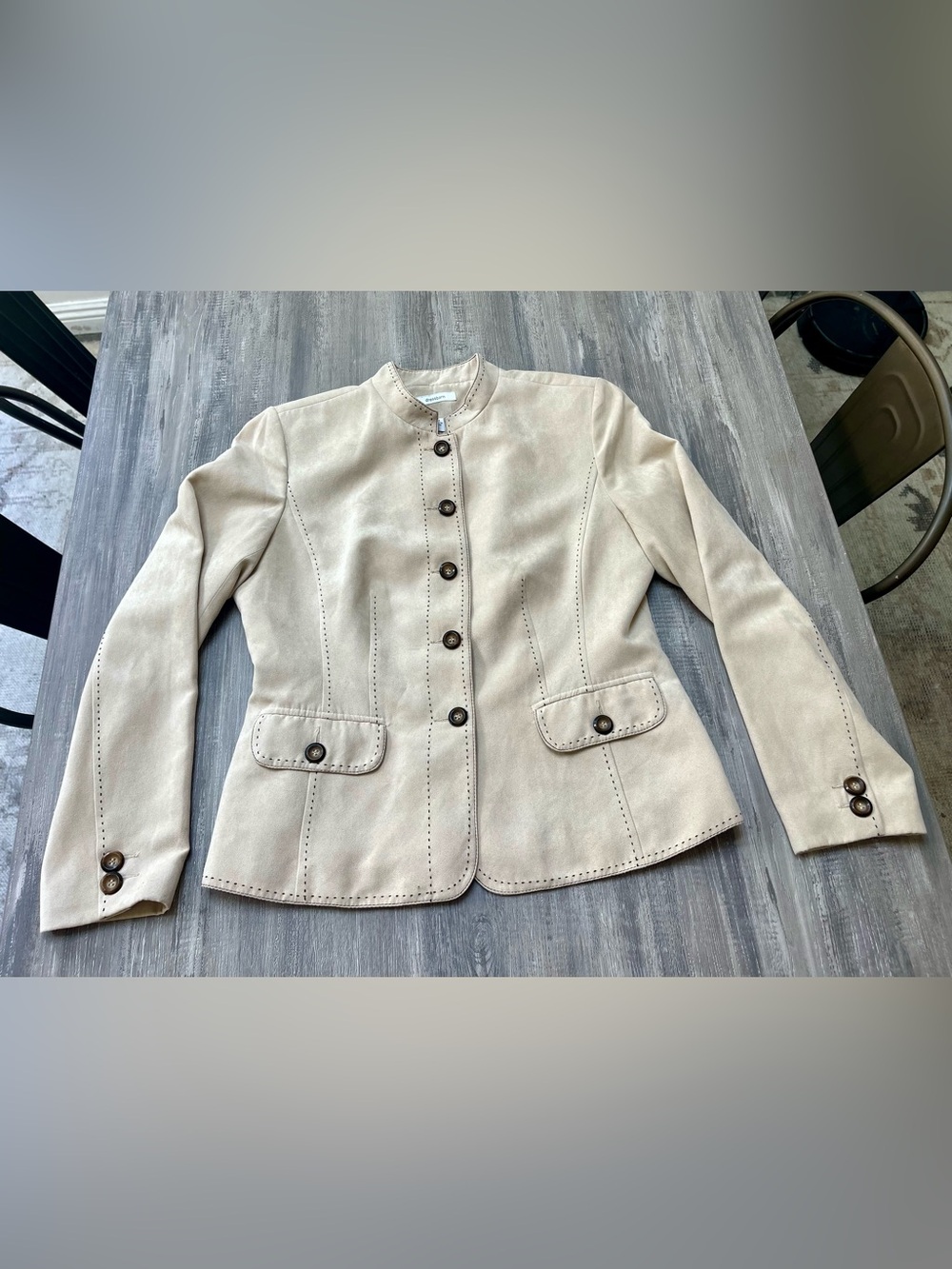 Dressbarn Cream Button-Front western inspired Tailored Jacket